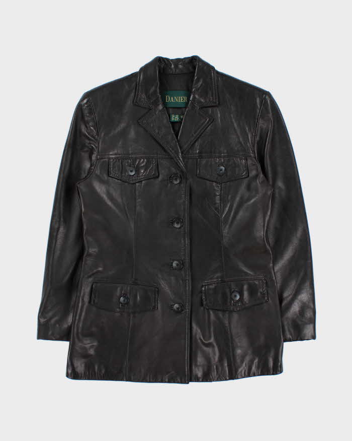 Vintage 1990s Women's Black Danier Leather Jacket - M