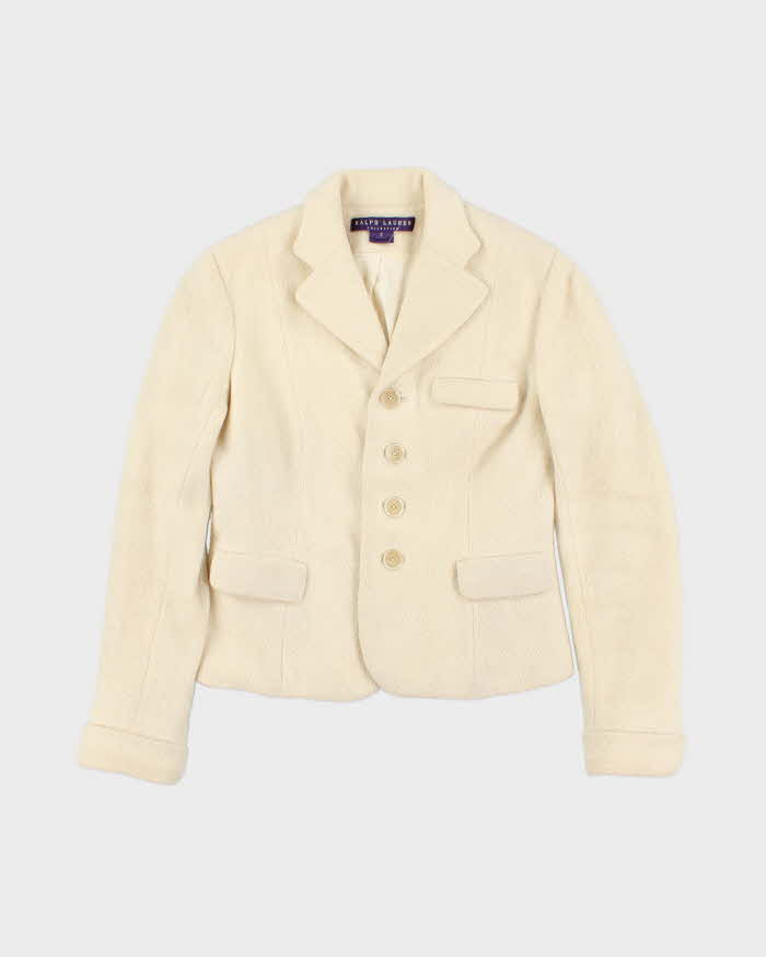 Vintage 1990s Women's Ralph Lauren Purple Label Collection Cashmere Blend Blazer Jacket - XS