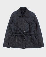Vintage Women's Navy Brooks Brothers Quilted Belted Jacket - S