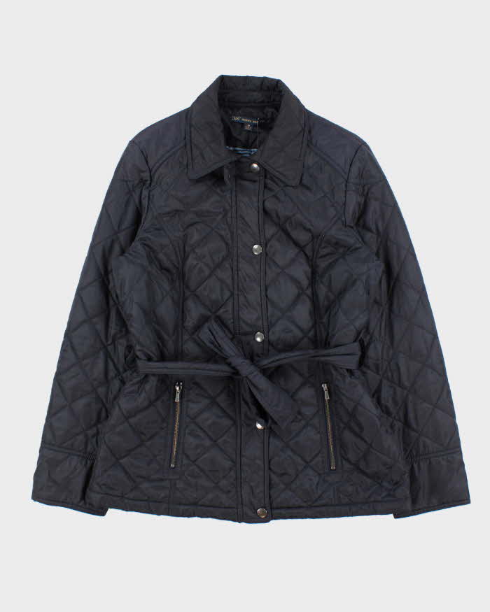 Vintage Women's Navy Brooks Brothers Quilted Belted Jacket - S
