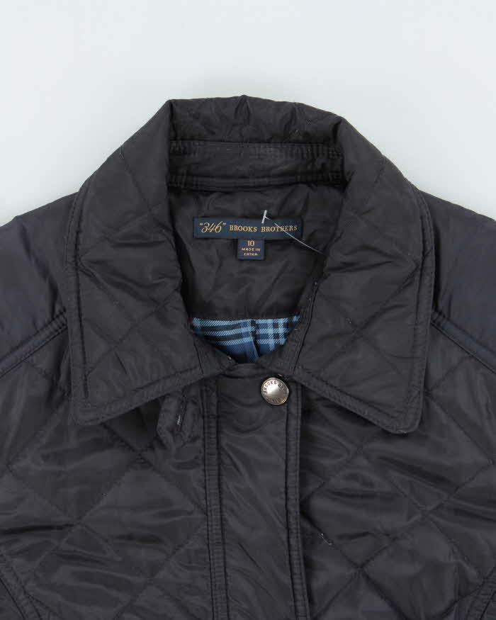 Vintage Women's Navy Brooks Brothers Quilted Belted Jacket - S