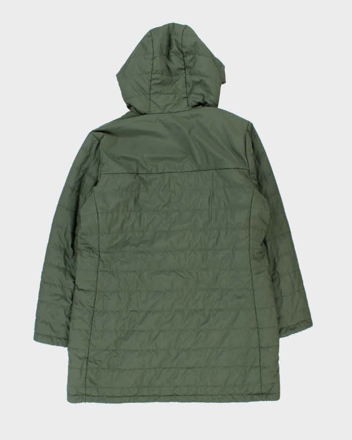 The North Face Women's Green Reversible Fleece Long Dome Hooded Puffer Jacket - XL