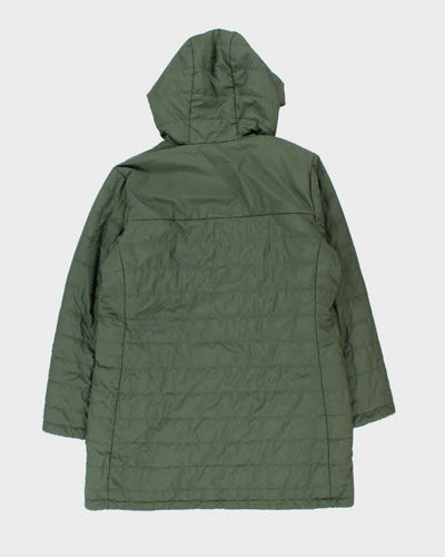 The North Face Women's Green Reversible Fleece Long Dome Hooded Puffer Jacket - XL