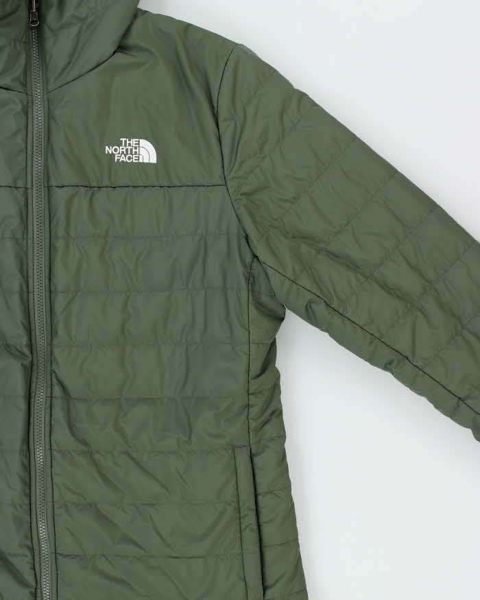 The North Face Women's Green Reversible Fleece Long Dome Hooded Puffer Jacket - XL