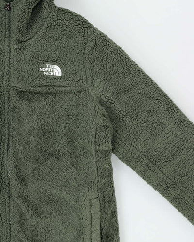 The North Face Women's Green Reversible Fleece Long Dome Hooded Puffer Jacket - XL