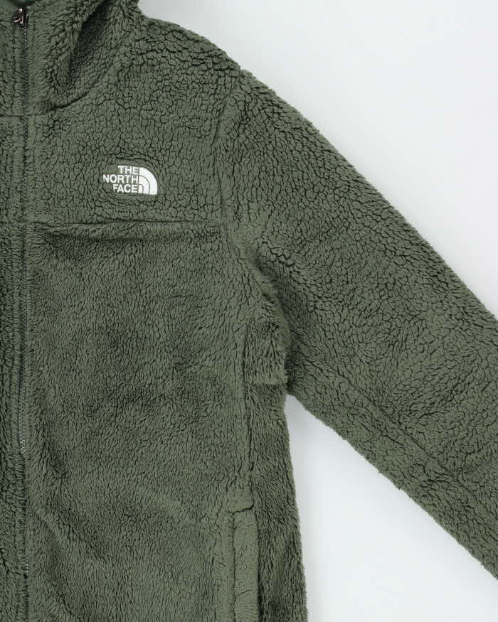 The North Face Women's Green Reversible Fleece Long Dome Hooded Puffer Jacket - XL