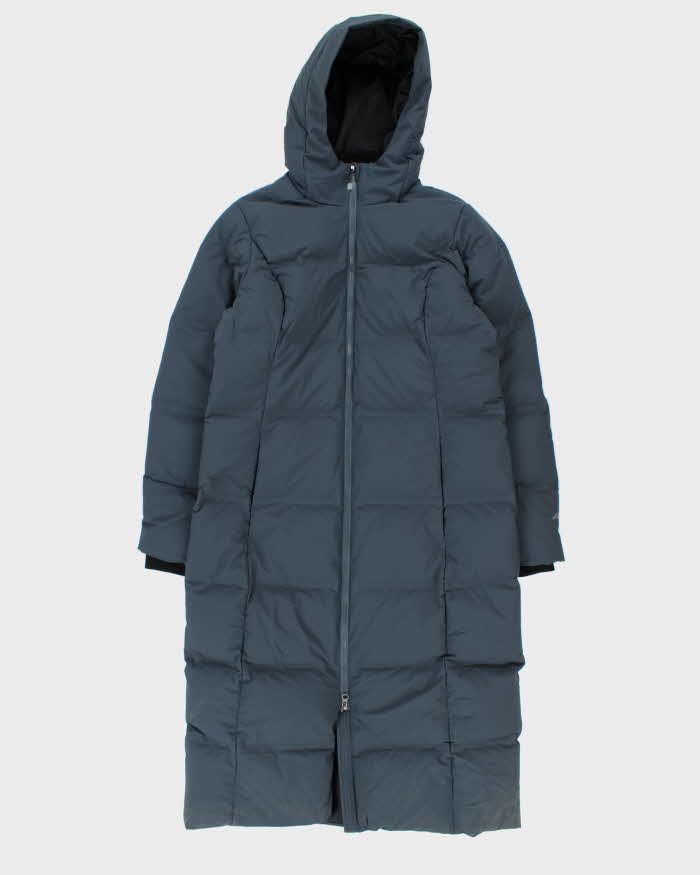 Eddie Bauer Women's Blue Down Filled Long Hooded Puffer Jacket - M