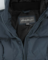 Eddie Bauer Women's Blue Down Filled Long Hooded Puffer Jacket - M