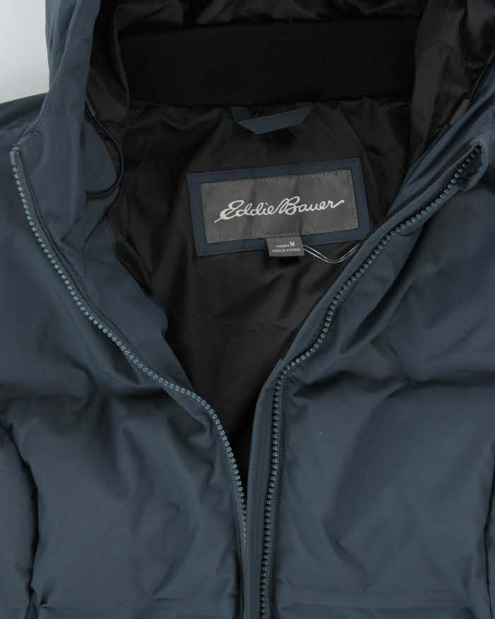 Eddie Bauer Women's Blue Down Filled Long Hooded Puffer Jacket - M