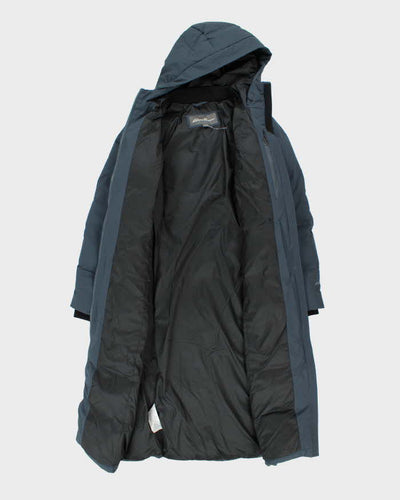 Eddie Bauer Women's Blue Down Filled Long Hooded Puffer Jacket - M