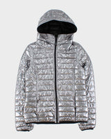 Vintage Women's DKNY Sport Silver &amp; Black Reversible Puffer Jacket - M