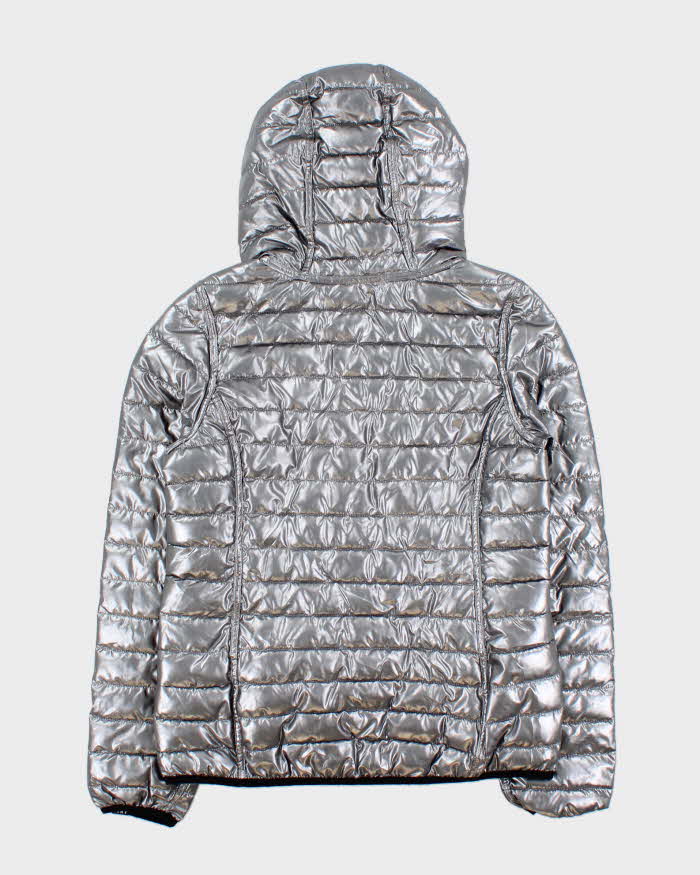 Vintage Women's DKNY Sport Silver &amp; Black Reversible Puffer Jacket - M