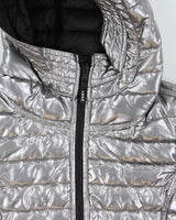 Vintage Women's DKNY Sport Silver &amp; Black Reversible Puffer Jacket - M
