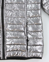 Vintage Women's DKNY Sport Silver &amp; Black Reversible Puffer Jacket - M