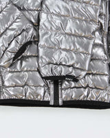 Vintage Women's DKNY Sport Silver &amp; Black Reversible Puffer Jacket - M