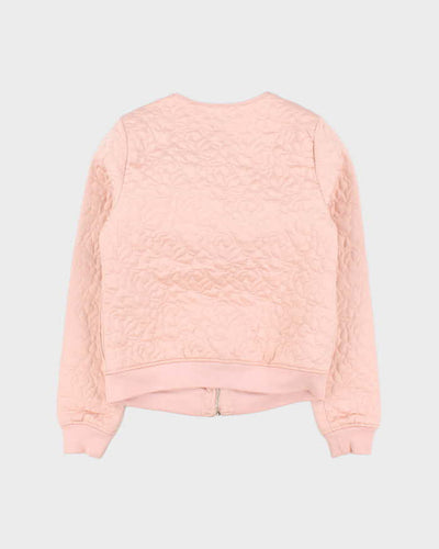 Vintage Women's Baby Pink Guess Quilted Bomber Jacket - XS
