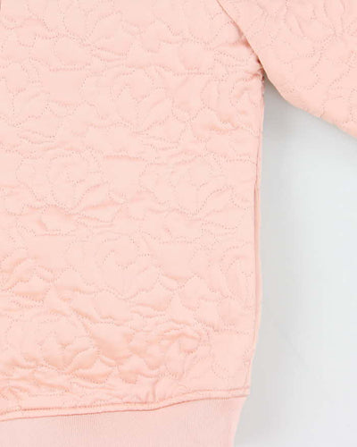 Vintage Women's Baby Pink Guess Quilted Bomber Jacket - XS