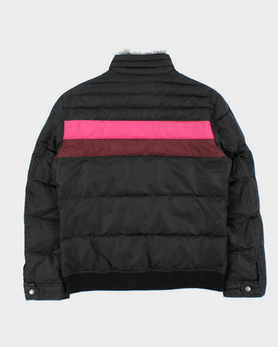 Vintage Women's Y2K 00s Burberry Black Label Down Filled Nova Check Lined Fur Trim Collared Puffer Jacket - M