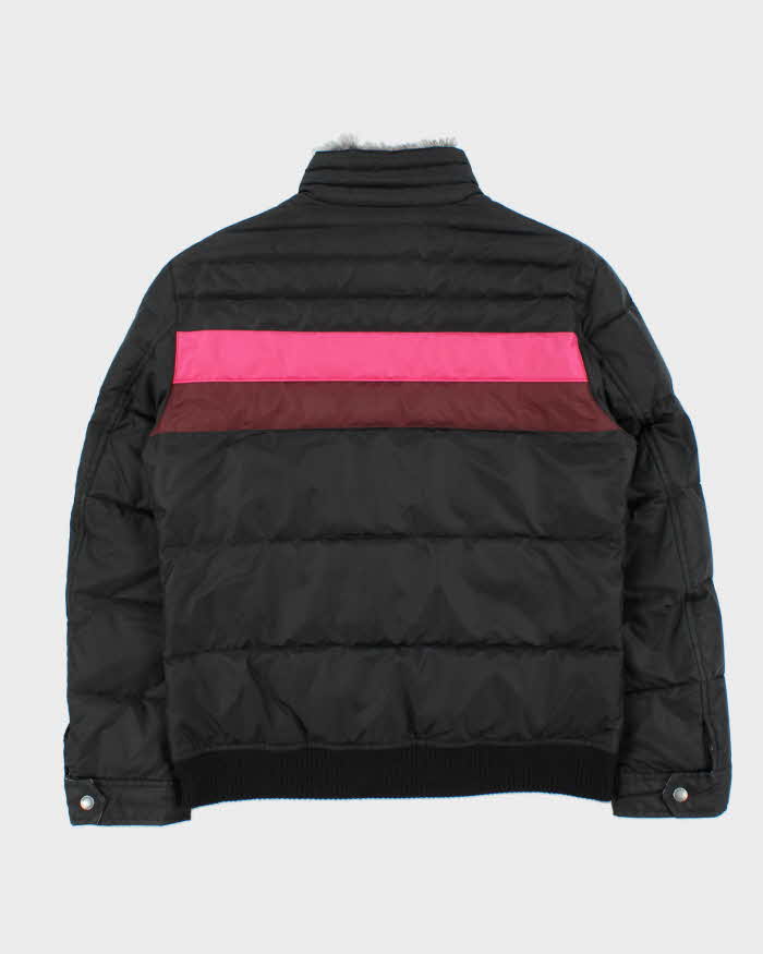 Vintage Women's Y2K 00s Burberry Black Label Down Filled Nova Check Lined Fur Trim Collared Puffer Jacket - M