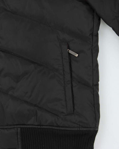 Vintage Women's Y2K 00s Burberry Black Label Down Filled Nova Check Lined Fur Trim Collared Puffer Jacket - M