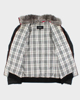 Vintage Women's Y2K 00s Burberry Black Label Down Filled Nova Check Lined Fur Trim Collared Puffer Jacket - M