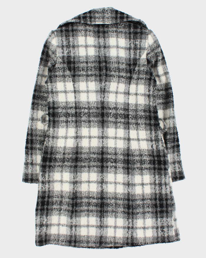 Vintage Women's DKNY Check Wool Blend Overcoat - XS
