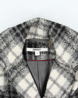 Vintage Women's DKNY Check Wool Blend Overcoat - XS