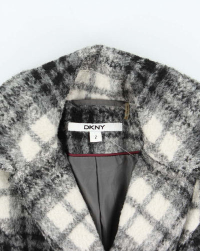 Vintage Women's DKNY Check Wool Blend Overcoat - XS