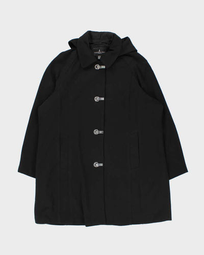 Vintage 00s Women's Black London Fog Weatherproof Hooded Overcoat - XL