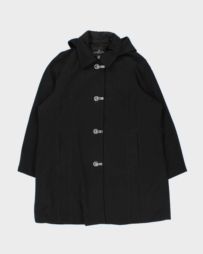 Vintage 00s Women's Black London Fog Weatherproof Hooded Overcoat - XL