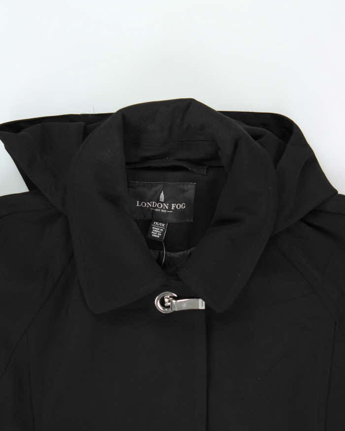 Vintage 00s Women's Black London Fog Weatherproof Hooded Overcoat - XL