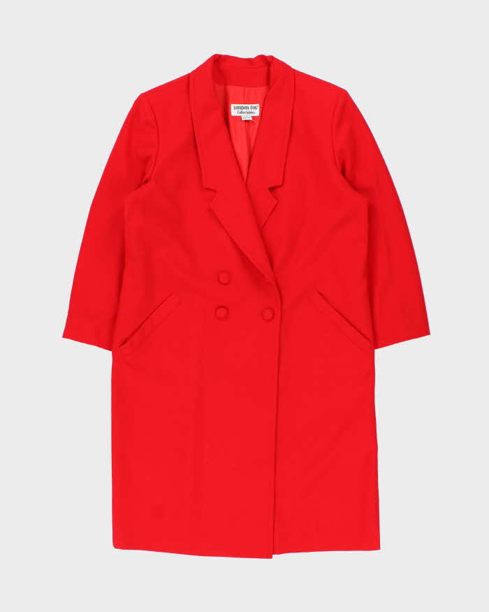 Vintage 1980s Women's London Fog Double Breasted Wool Overcoat - M