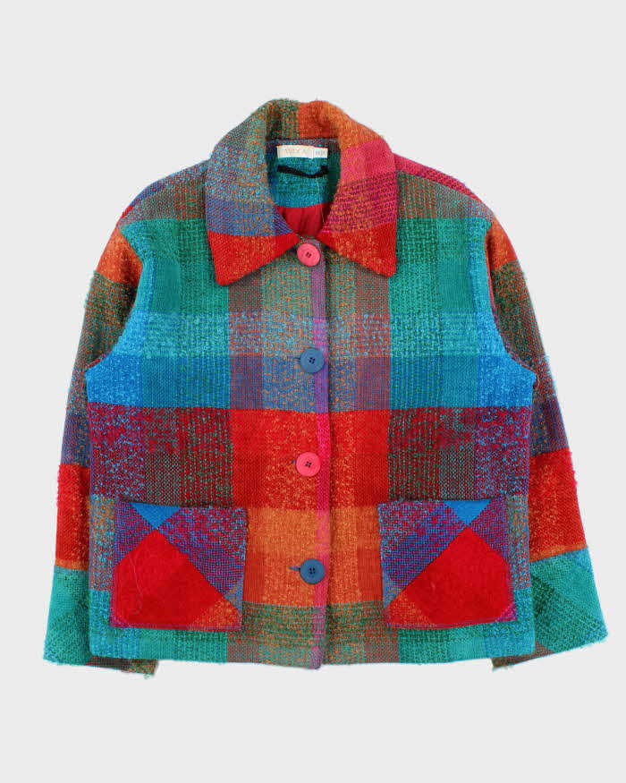 Vintage 00s Avoca Patchwork Irish Mohair Blend Boxy Jacket - L