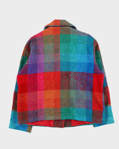 Vintage 00s Avoca Patchwork Irish Mohair Blend Boxy Jacket - L