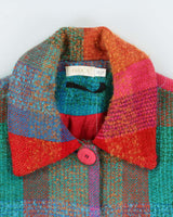 Vintage 00s Avoca Patchwork Irish Mohair Blend Boxy Jacket - L