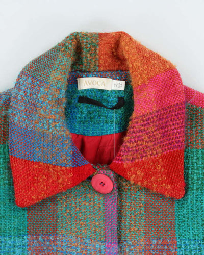 Vintage 00s Avoca Patchwork Irish Mohair Blend Boxy Jacket - L