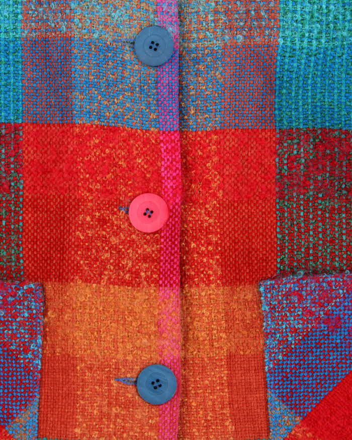 Vintage 00s Avoca Patchwork Irish Mohair Blend Boxy Jacket - L