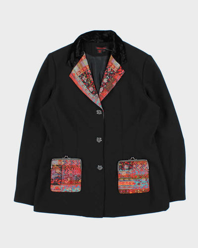 Vintage 1990s Women's Simon Chang Sequined Kiss Lock Pocket Blazer - L