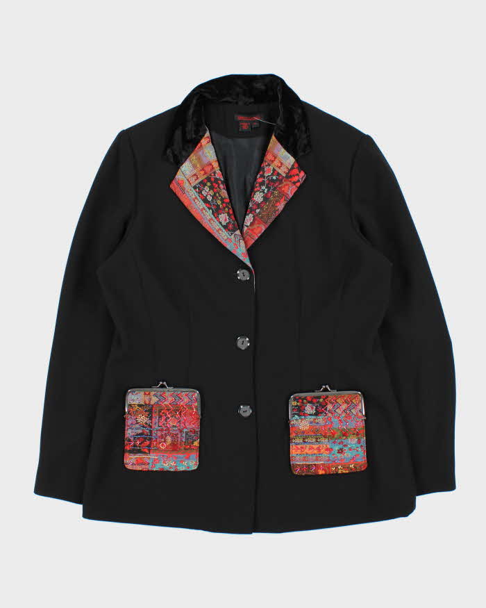 Vintage 1990s Women's Simon Chang Sequined Kiss Lock Pocket Blazer - L