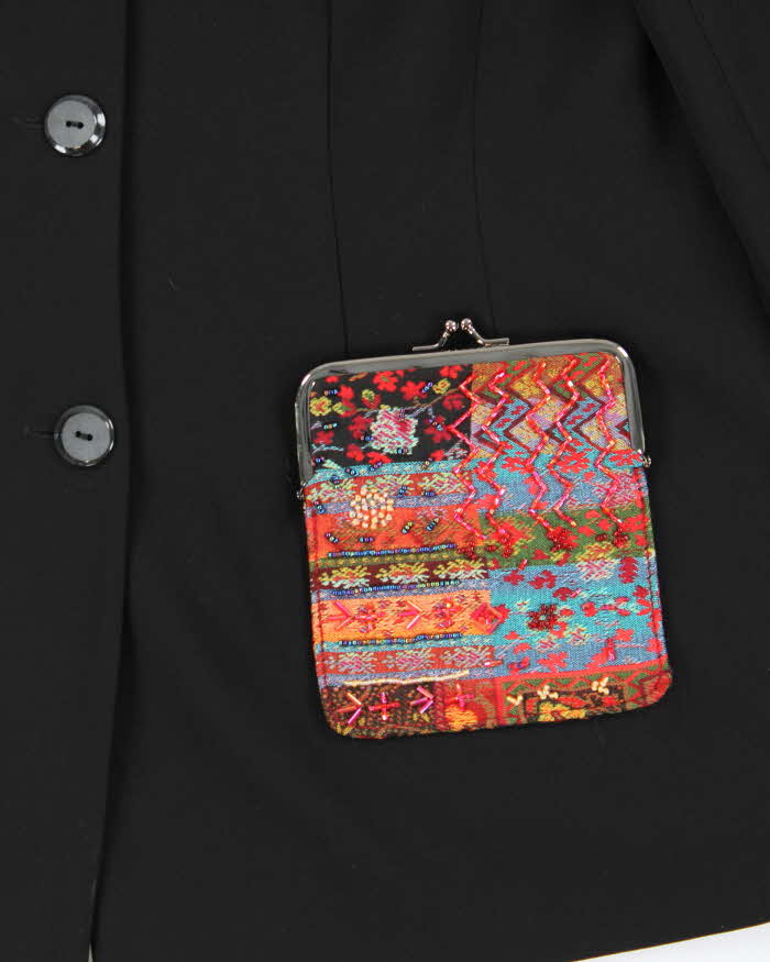 Vintage 1990s Women's Simon Chang Sequined Kiss Lock Pocket Blazer - L