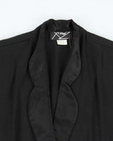 Vintage 1990s Women's Black Sheer Sleeve Belted Party Jacket - M