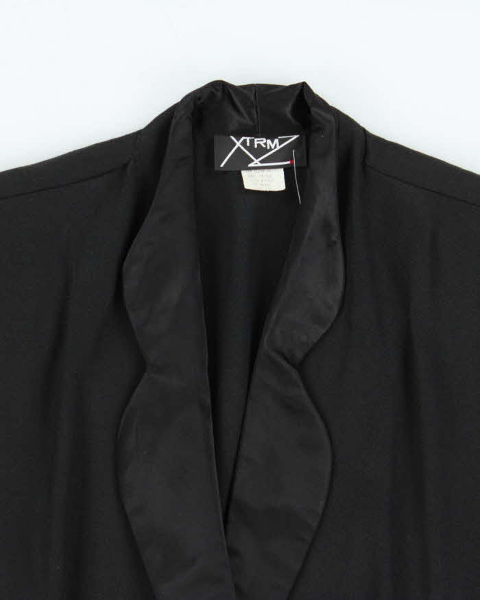 Vintage 1990s Women's Black Sheer Sleeve Belted Party Jacket - M