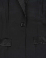 Vintage 1990s Women's Black Sheer Sleeve Belted Party Jacket - M