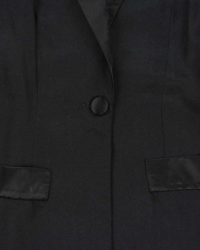 Vintage 1990s Women's Black Sheer Sleeve Belted Party Jacket - M