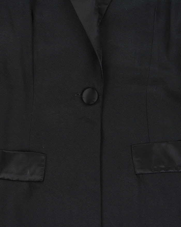 Vintage 1990s Women's Black Sheer Sleeve Belted Party Jacket - M