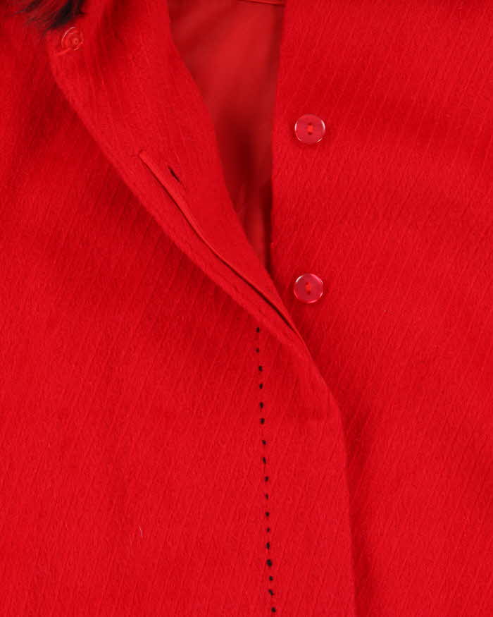 Vintage Women's Wieying Wool Cashmere Blend Fur Collared Oversized Boxy Jacket - XXL