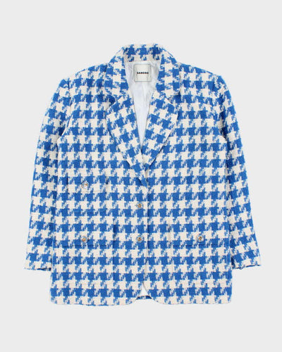 Sandro Women's Floriane Houndstooth Cotton Blend Oversized Blazer - M