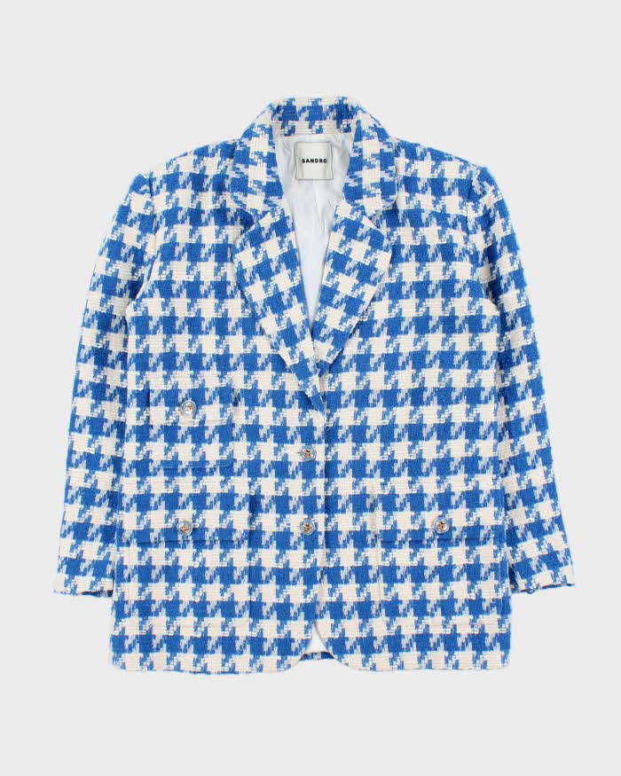 Sandro Women's Floriane Houndstooth Cotton Blend Oversized Blazer - M