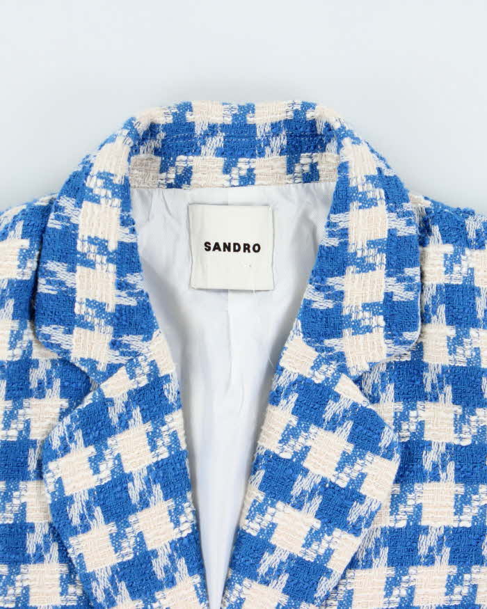 Sandro Women's Floriane Houndstooth Cotton Blend Oversized Blazer - M