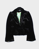 Vintage Y2K 00s Women's Till The End Velour Silk Lined Flared Cuff Blazer - XS
